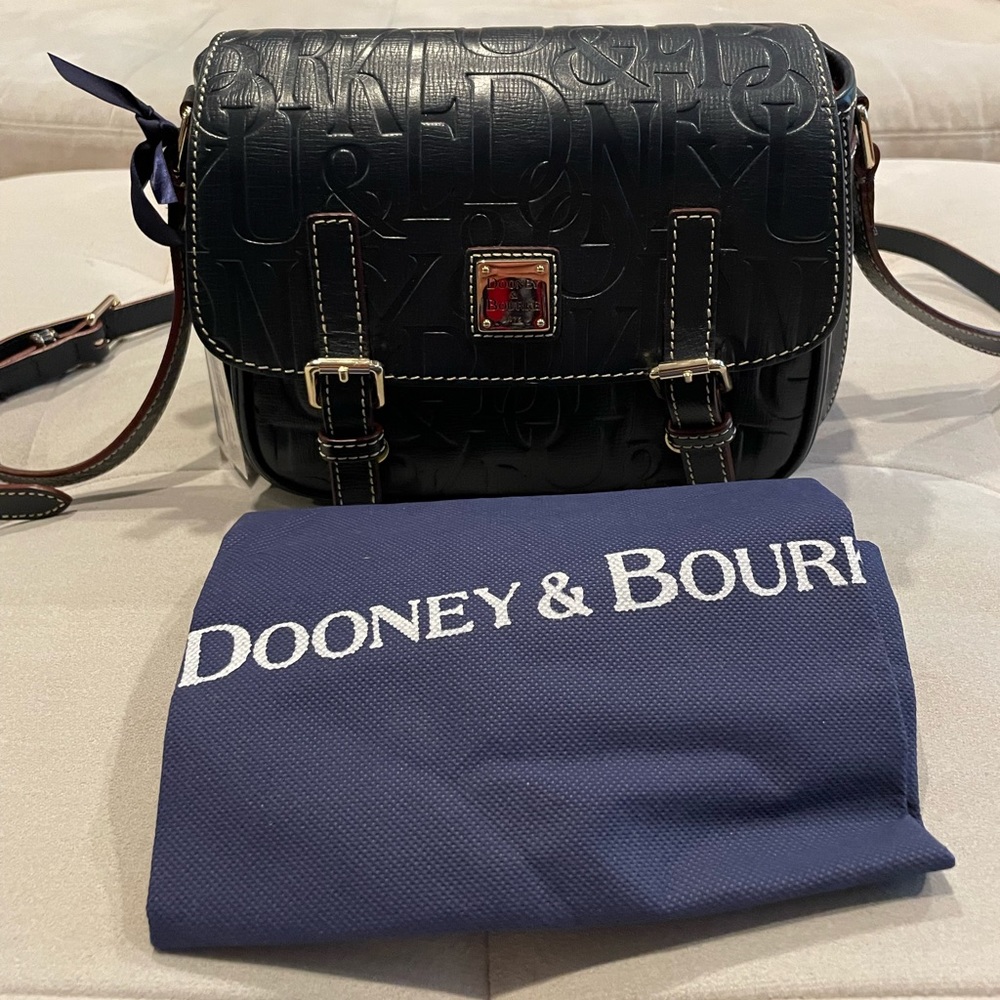dooney and bourke retro embossed blue leather Safari crossbody Bag - Picture 1 of 13